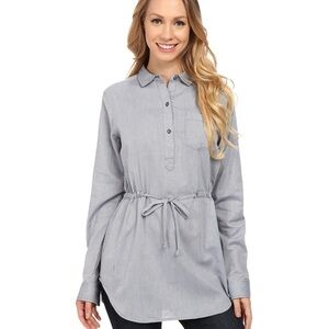 Mountain Hardwear Heralake Tunic Blue Popover Cinch Waist Long Sleeve, size M